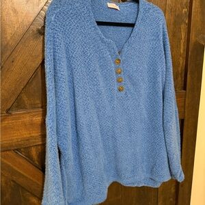 Pink Lily Soft Blue V-Neck Sweater